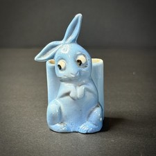 Vintage Anthropomorphic Blue Bunny Rabbit Toothpick Holder Pottery #15674 picture