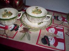 VIN AMERICAN LIMOGES CHATEAU FRANCE  4 Sausers & 2 Tea Cups picture