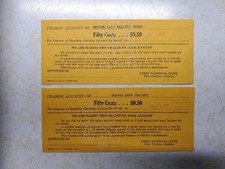 2 Vint. '56 1st National Bank New Carlisle, IN Charge Slip Hudson Valley Variety picture