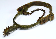 Antique August Buermann SINGLE Western Cowboy Spur STAR stamped Chain and Strap picture