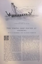 1905 Viking Ship Found at Oseberg Norway illustrated picture