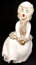 Atlantic Mold Christmas Caroler White With Gold Trim Made In USA Vintage 1970s picture