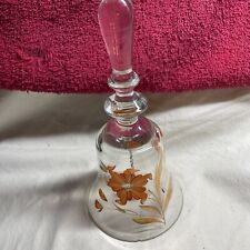 Vintage crystal glass Bell with floral orange handpainted design.. made in Hunga picture