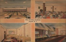 Angola, NY New York Main Bowling Academy Linen Original Vintage Postcard picture