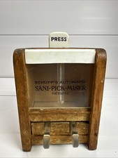 Vintage Toothpick Dispenser Schupp's Automatic Sani-Pick-Miser Wood picture