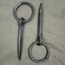 2 Piece Wrought Tethering Ring on Pin ~ Game Hook , Blacksmith Hardware picture