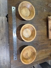 Vintage Set of 3 Turned Wood Salad Bowls 6