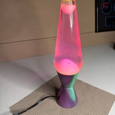 Vintage 2006 Pink Lava Motion Lamp Galaxy Nebula Base Purple Liquid F4019 14.5in picture