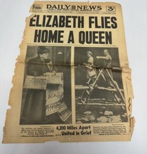 1952 FEBRUARY 7 NEW YORK DAILY NEWS - ELIZABETH FLIES HOME AS QUEEN picture