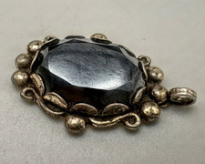 Bell Trading Post Pendant 925 Sterling Silver Small Faceted Oval Hematite Stone picture