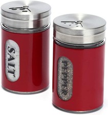 Salt and Pepper Shakers Stainless Steel and Glass Set with Adjustable Pour Holes picture