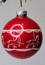 VTG Glass Stencil Pictured CIRCUS MARRY GO ROUND Christmas Ornament Shiny Brite picture