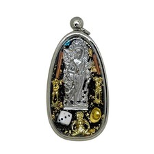 Phra Sivali Thai Lucky Gambling Dice Wealth Amulet Pendant Stainless Frame #4 picture