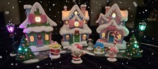 Hello Kitty And Friends Lighted Musical Christmas Village 13pc Ceramic Set picture