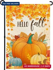 Hello Fall Pumpkin Leaf Garden Flag 12x18in, Thanksgiving Flag picture