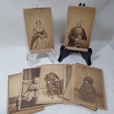Lot 10 Antique Civil War 1860s CDV Photos Hoop Skirt Fashion Men Mutton Chops WI picture