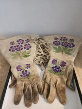 Native American Antique/Vintage Gloves Embroided Fringed Gauntlets  picture