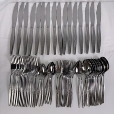 70 Pcs Oneida Community WOODMERE Wheat Stainless Flatware Silverware Serving EUC picture