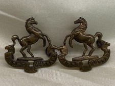 Genuine pair Canadian First Hussars GM Collar badges w/lugs picture