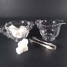 Cambridge Martha Clear Sugar and Creamer Paneled Glass Scalloped Edge Handles picture