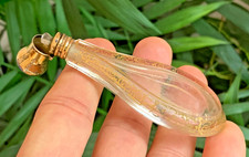 19C Antique French Solid Silver Topped Crystal Tear Drop Scent Perfume Bottle picture