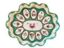 Antique French Sevres Style Turquoise Green & Gold Cabinet  Plate 12”x10”  picture