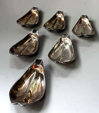 Vtg Silver Plated Almond Nut Dishes Individual Ashtrays Fluted Shell - Set of 6 picture