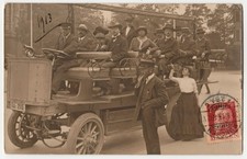 1913 Munich Open Sightseeing Bus Tourists Early Motor Coach RPPC Germany picture