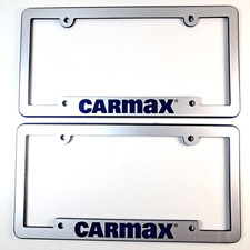 CarMax License Plate Frames Lot Of 2 Promo Branded Navy & Silver Pair Front Rear picture