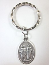 St Cosmas & Damian Medal Italy Key Ring Gift Box & Prayer Card picture