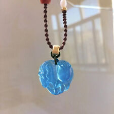 23*22mm Natural Blue Aquamarine Gemstone Translucent Carving Pendant AAA picture