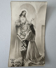 Antique 1930-50s Catholic Catholic Holy Card 1st Communion Girl/Jesus Italy A/86 picture