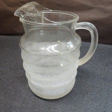 Vintage Pitcher Ribbed Heavy Thick Clear / Frosted Glass Pitcher With Lip picture