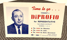 Vintage 1962 Vincent J. DiProfio for Massachusetts State Rep Campaign Palm Card picture