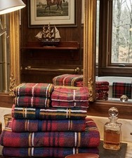 VTG Royal Velvet Fieldcrest Tartan Plaid Towel Set 8 Pc Reversible Cotton 90’s picture