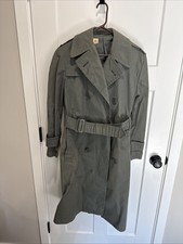 Vintage US Military Raincoat Man’s Cotton And Nylon Army Green 34S Trench Coat picture