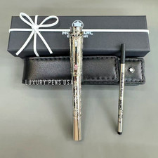 MONTBLANC Silver Floral Scroll Engraved Rollerball Pen w/ Box picture