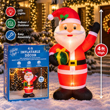 4ft Inflatable Santa Claus with LEDs, 30s-Auto Blow Up Christmas Santa In Box picture