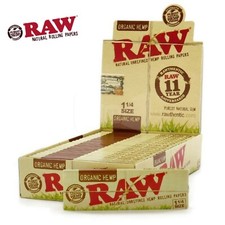š 24 X RAW 1 1/4 ( 1.25 ) ORGANIC HEMP ROLLING PAPERS š„ 1 FULL BOX 24 BOOKLETS picture