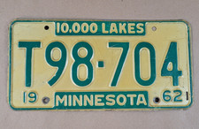 1962 Minnesota 10,000 Lakes Truck License Plate Original Paint 12