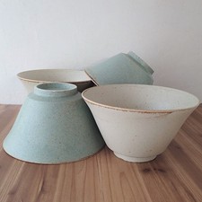 Set of 4 Japanese Mino Ware Plain Matte Bowls Dia:6.77