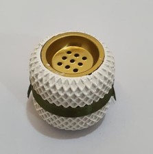 Elegant Handmade Bakhoor Incense Burner White Gypsum Gold-Tone Metal Bowl picture