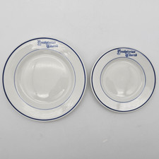 Mayer China Plate & Saucer – Presbyterian Church – Double Blue Band – MCM VTG picture
