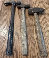 Vintage USA Hammers 3 Pc Lot Estwing Claw Ball Peen Blacksmith Rustic Tool Set picture