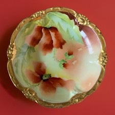 Mavaleix Mandavy & Balleroy B MOEM Bowl France Limoges Gilding Poppies Signed picture