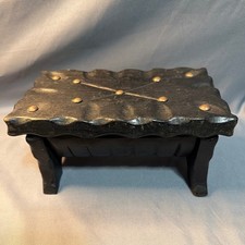 Vintage Lobeco Handcrafted Spain Wood Trinket Box Brutalist Carved Studded Chest picture