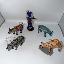 Vintage Cow Parade Lot of 5 Ceramic Cow Ornaments (please Read) picture