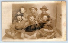 RPPC Portrait of Six Men WWI Portland Photo Studio Maine c1918 Postcard picture