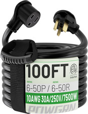 100FT 30 Amp 10 Gauge 250V NEMA 6-50P to 6-50R 3 Prong Welder Extension Cord, He picture