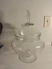Large Clear Glass Apothecary Jar with Lid, Footed Candy Buffet Canister 15”x9” picture